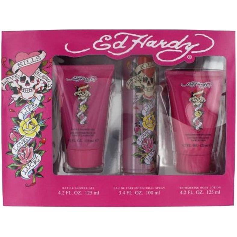 Ed Hardy Love Kills Slowly 3 pcs Gift Set By Christian Audigier for Women 719346632157