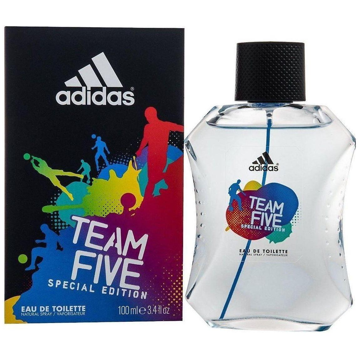 TEAM FIVE Adidas men cologne edt 3.4 oz 3.3 NEW IN BOX 3607346551035